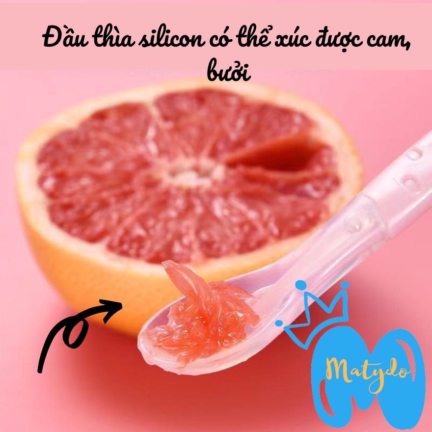 Thìa ăn dặm xúc hoa quả bón cháo đút bột MATYDO chất liệu silicon an toàn cao cấp có thêm đầu thép 304