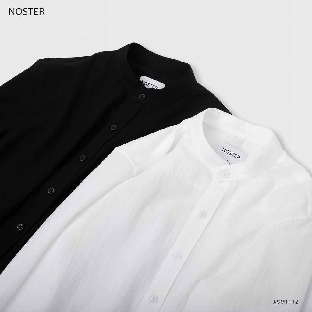 Áo sơ mi nam dài tay cổ tàu, vải linen mềm mại, kiểu dáng basic - Thương hiệu NOSTER mã ASM1112