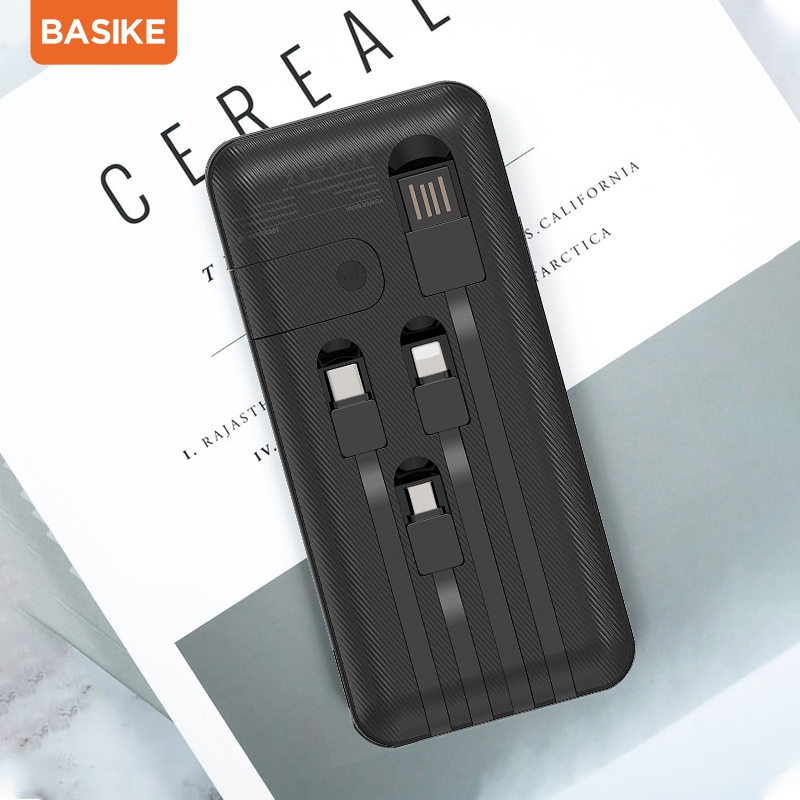 Sạc dự phòng 10000mah BASIKE PT113P tặng kèm cáp sạc, hỗ trợ sạc 4 thiết bị cùng lúc