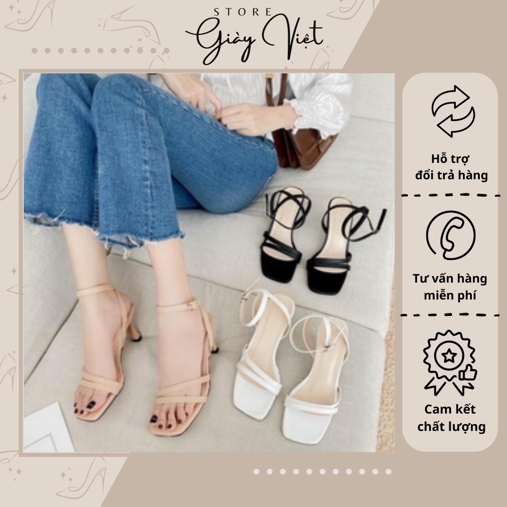 Sandal cao gót thời trang 2 dây chéo siêu xinh