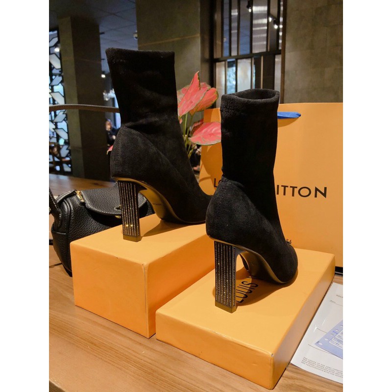 👠👢Boots lửng da lộn co giãn mũi