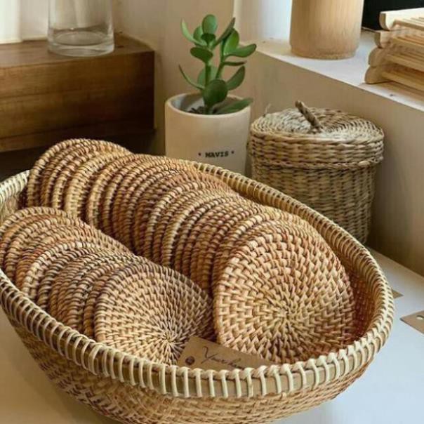 Xưởng SX- Lót ly trà lót nồi chất Mây guột tự nhiên đẹp -Tre Việt