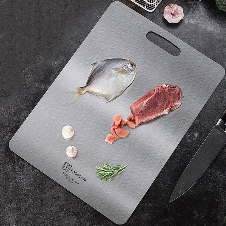 [FOODCOM VIETNAM] Thớt inox 304 cao cấp, kháng khuẩn an toàn, logo khắc lazer công ty, trọn đời không gỉ