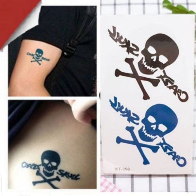 Hình xăm tatoo đầu lâu mini 10×6cm