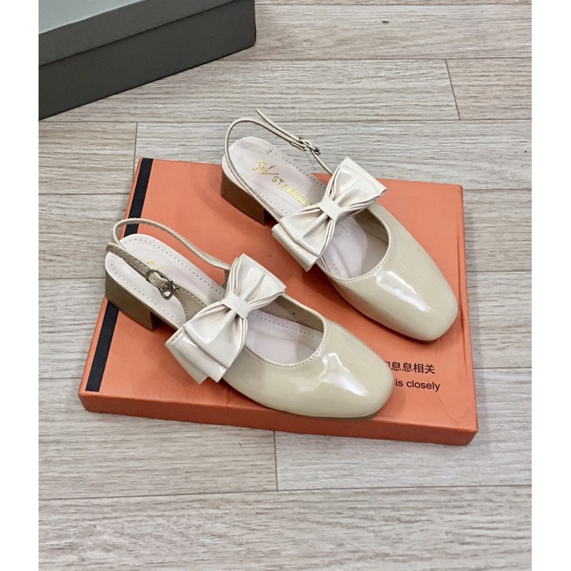 giầy bít mũi phối nơ cực xinh ( hình thật)