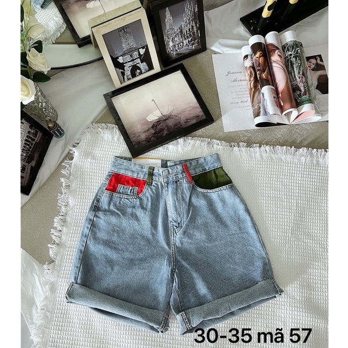 Quần Short Ngố Nữ Jean Lưng Cao Lai Tua Hoạ Tiết Màu Bigsize 57kg Đến 80kg Ms57