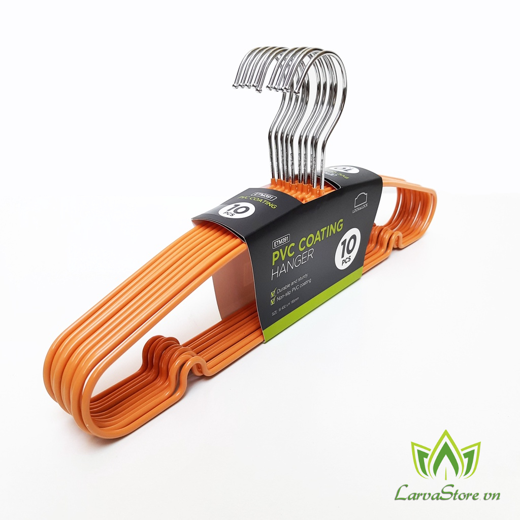 Set 10 Móc Treo Quần Áo Ettom Bằng Kim Loại Bọc Nhựa PVC Lock&amp;Lock ETM391