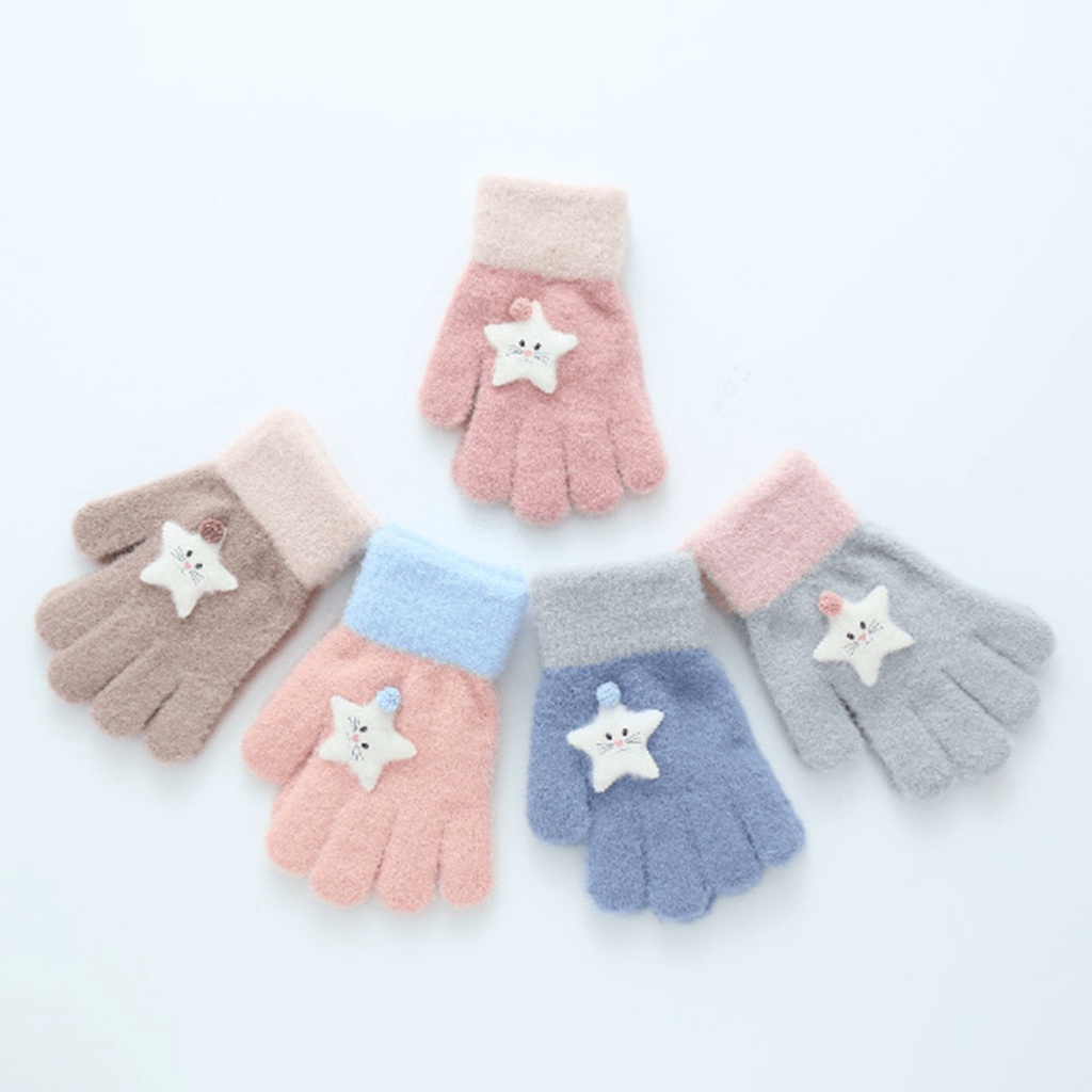 Găng tay dệt kim màu sắc ngọt ngào thời trang thu đông cho nữ