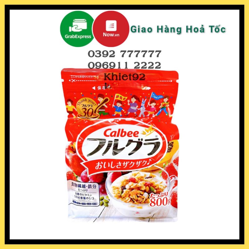 Ngũ cốc Calbee 800gr màu đỏ - Nhật Bản[Date 28.2.2022]