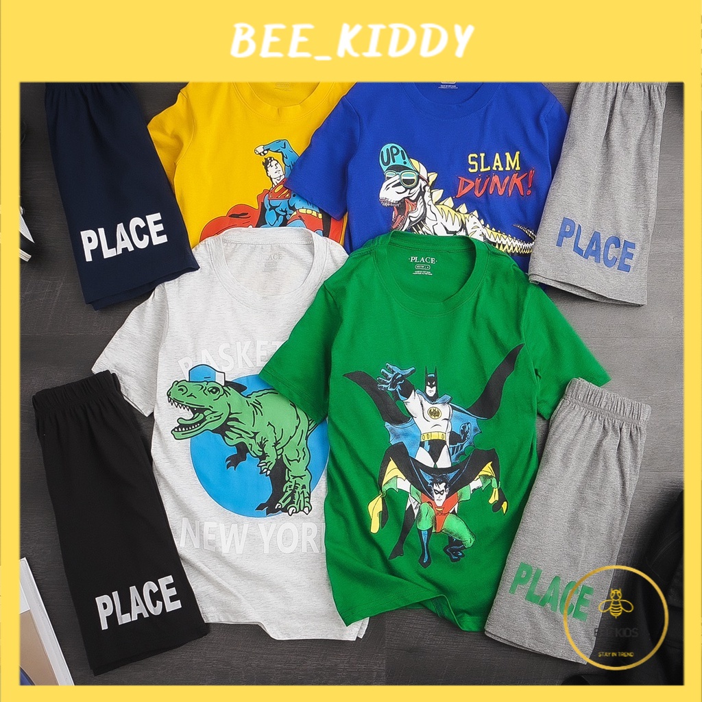 Bộ bé trai cộc tay thun cotton xuất khẩu hãng Place size đại 4 - 14 tuổi