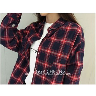 sơ mi kẻ caro đỏ oversize