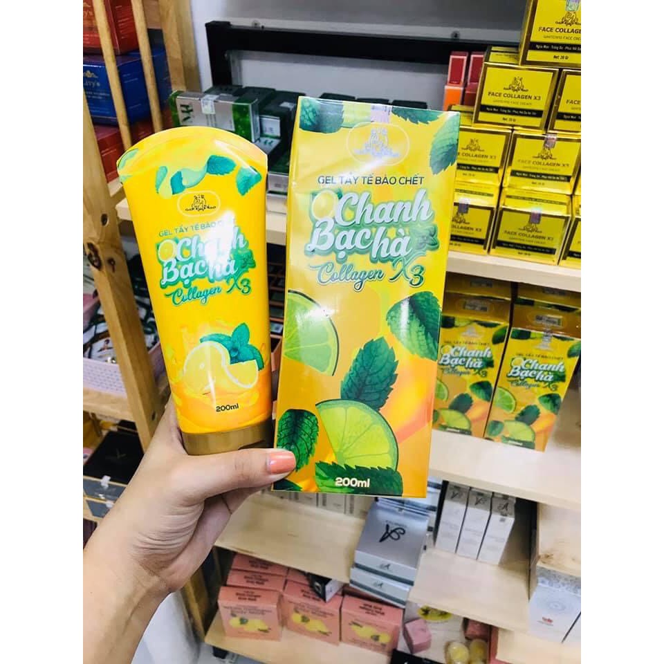 Tẩy tế bào chết Collagen x3 Đông Anh - Gel tẩy tế bào chết Chanh bạc hà 200ml