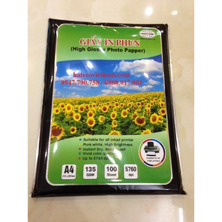 100 tờ Giấy in ảnh Couche Mạnh Hưng ĐL 135gsm, bóng 1 mặt