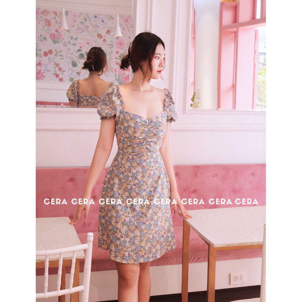 Đầm hoa nhí vintage nữ dáng xòe 🍓 Váy hoa nhí nữ phong cách vintage ulzzang 🍓 CERA FASHION | BigBuy360 - bigbuy360.vn
