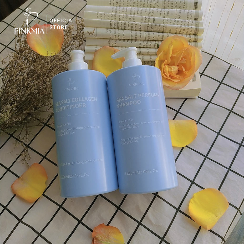 Combo Dầu Gội Xả Nước Hoa Muối Biển Pinkmia - 800ml