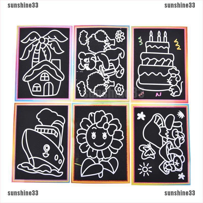 【COD•suns】10pcs 9*12CM Small Size Kids Scraping Painting Educational Toys For