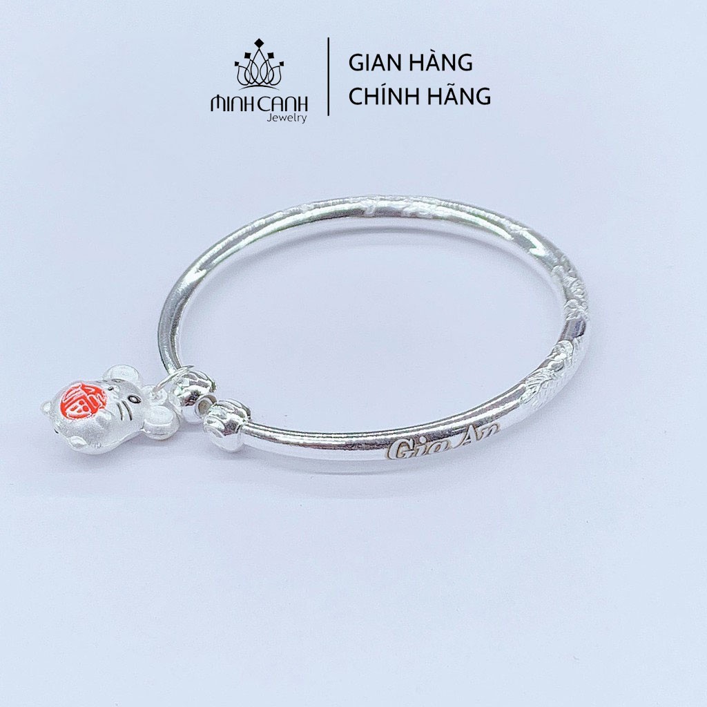 Kiềng Bạc Chạm Họa Tiết Khắc Tên Bé Mix Charm 12 Con Giáp - Minh Canh Jewelry