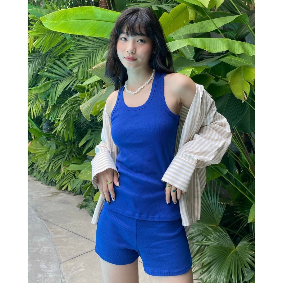 TheBlueTshirt - Áo Ba Lỗ Nữ Màu Xanh Dương - 100% Tank - Blue