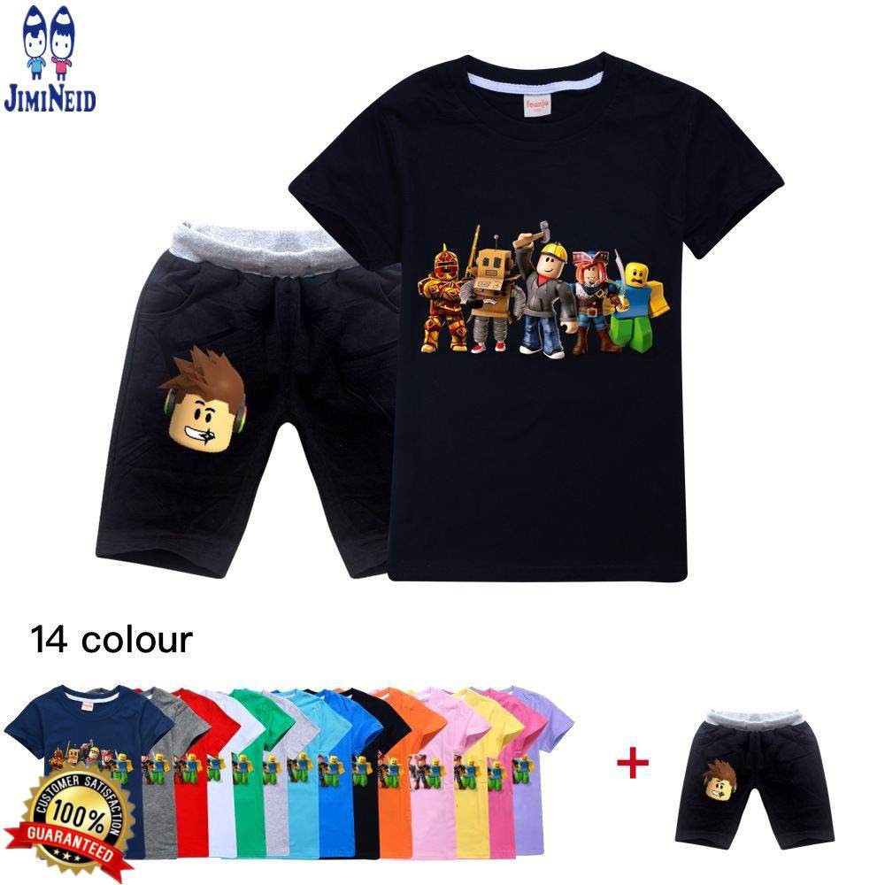 【JD】Cute Baby ROBLOX Shirts Kids Boys Girls Clothing Cartoon Cotton Short Sleeve T shirt+Shorts 2pcs/set