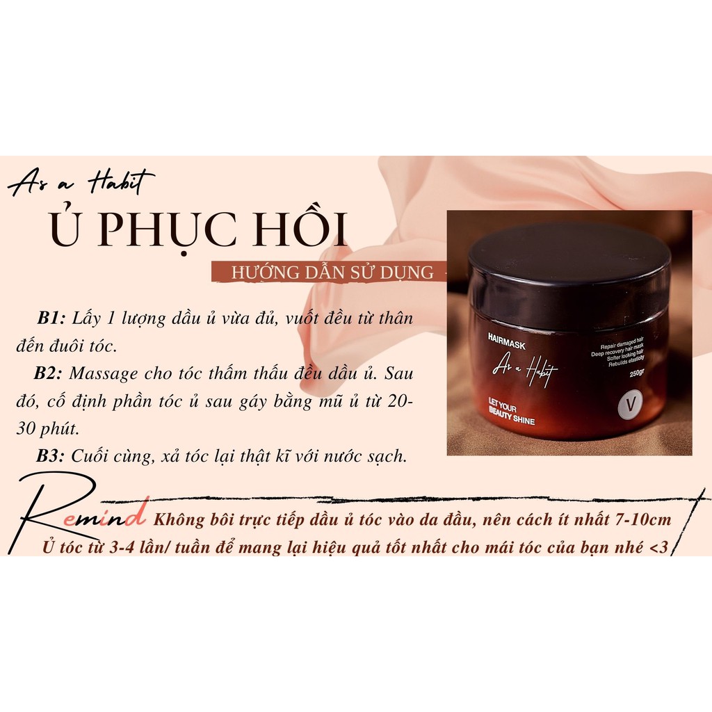 Combo 2 Dưỡng phục hồi Tóc Hư tổn (Cao bồ kết, Ủ phục hồi As A Habit và Xịt bưởi) VyvyHaircare 500ml