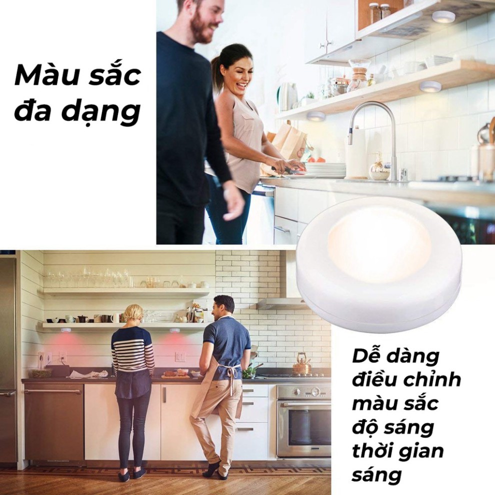 Bộ 3 bóng LED kèm điều khiển dán tường dùng cho phòng ngủ phòng khách phòng bếp nhiều màu sắc | BigBuy360 - bigbuy360.vn