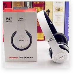 Tai nghe chụp tai cao cấp có khe thẻ nhớ Bluetooth P47 (Trắng) kèm cáp sạc | BigBuy360 - bigbuy360.vn