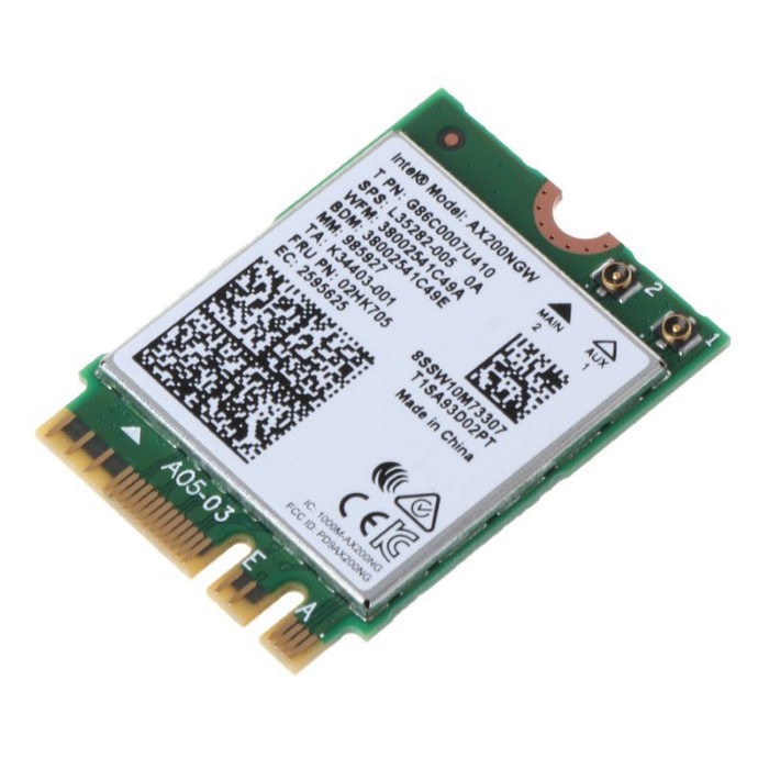 Intel AX200, M.2 wifi card, chuẩn Wifi 6, hai băng tần 2.4G và 5G tốc độ 3000M, có bluetooth 5.1. Bộ Deskto