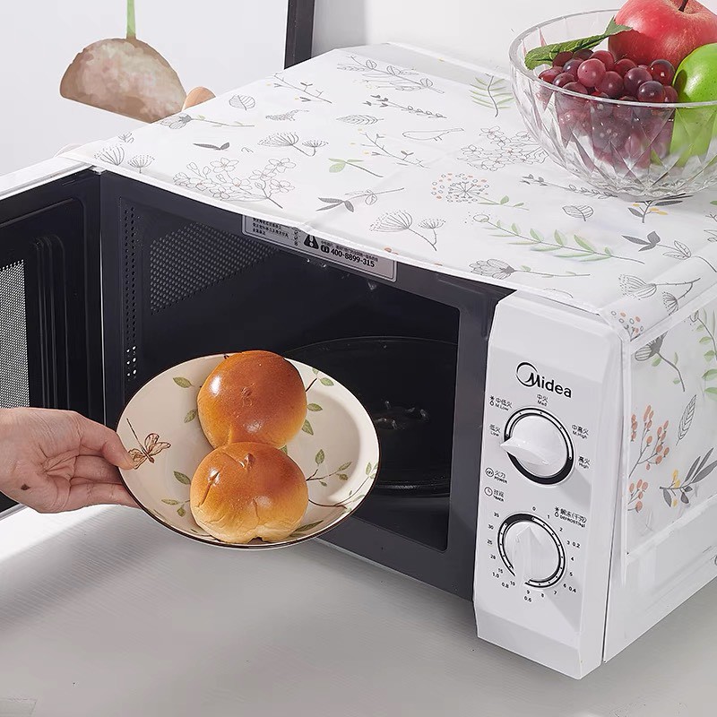 Khăn phủ lò vi sóng chất liệu Peva không thấm nước họa tiết xinh xắn Min House