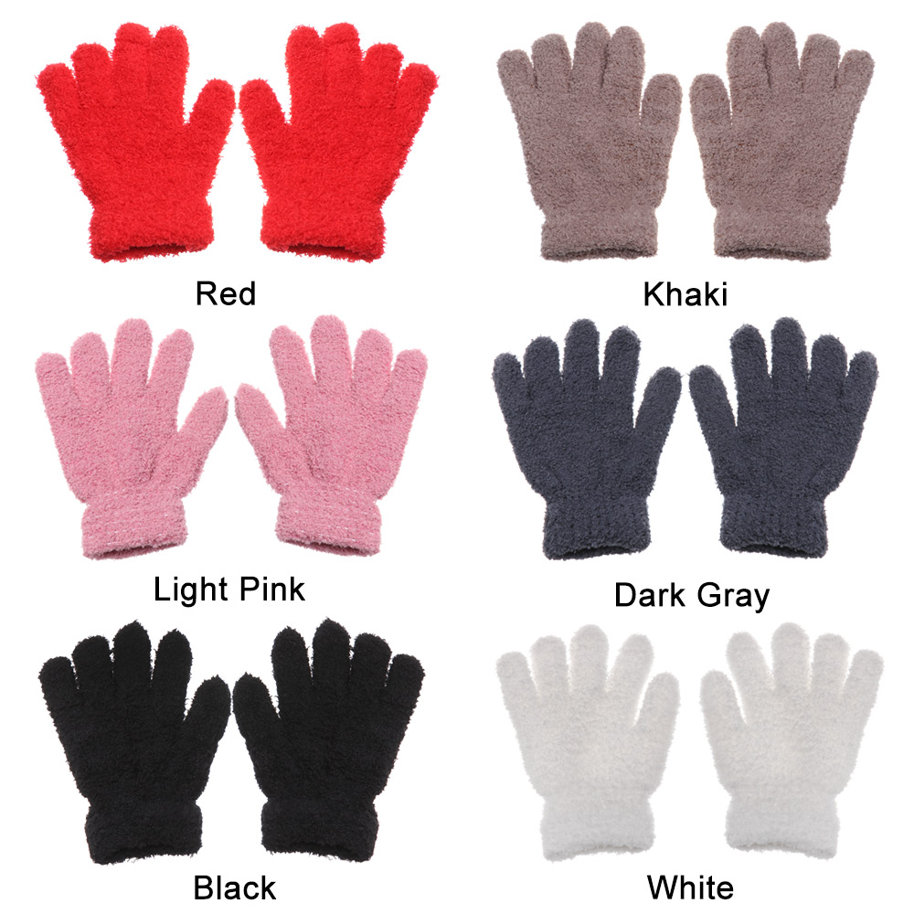 ☆YOLA☆ Hot Sale Coral Plush Mittens Boys Girls Candy Color Kids Gloves Winter Soft Warm 0-11 Years Old Baby Cartoon Lovely Full Fingers/Multicolor