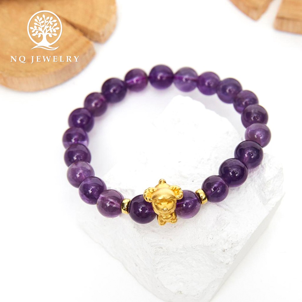 Vòng tay 12 con giáp tím - NQ Jewelry