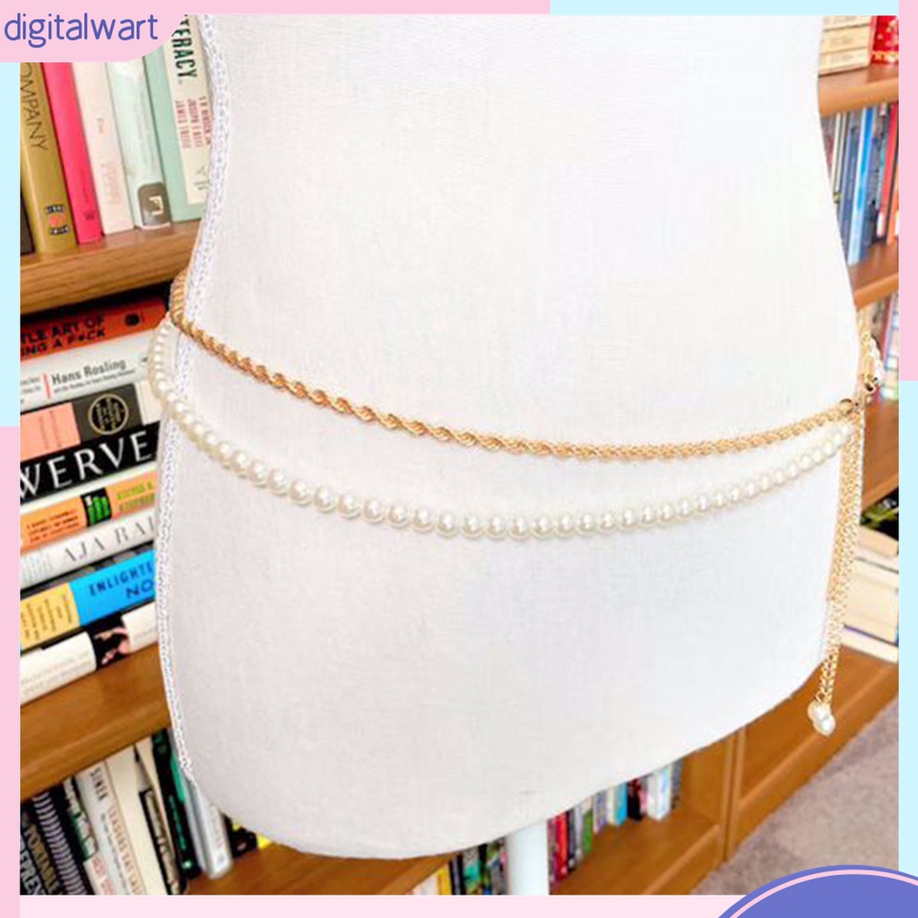 {digitalwart} Chuỗi Đeo Hông Đính Ngọc Trai Trắng Tinh Tế Cổ Điển Dễ Phối Đồ Đi Tiệc Tinh Tế Đẹp Mắt