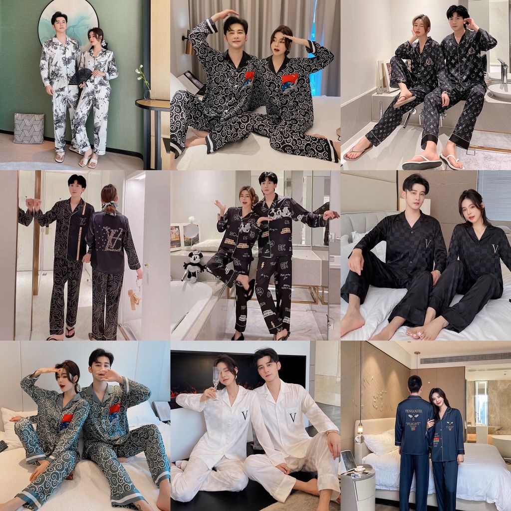 ๑♤Bộ Pyjama lụa mềm mại dành cho các cặp đôi chất siêu đẹp