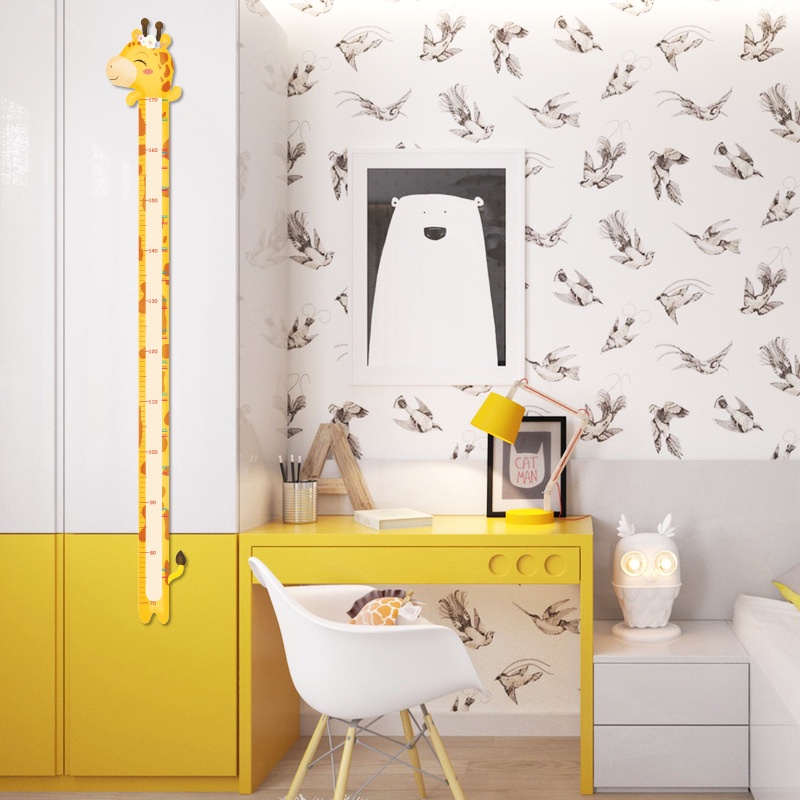 Decal dán tường - thước đo chiều cao trẻ em bé hình con vật