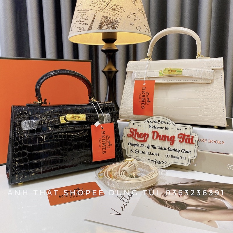 Túi xách nữ đeo chéo, túi H...m size 19, 22 dáng ngang da rắn sang chảnh