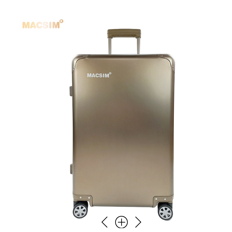 Vali tay kéo cao cấp chất liệu hợp kim nhôm nguyên khối MS1318 Macsim màu ti-gold cỡ 24inches