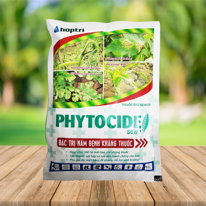 Thuốc trừ bệnh cây trồng PHYTOCIDE 50WP cho rau màu, cây ăn trái, hoa lan, cây kiểng 150g