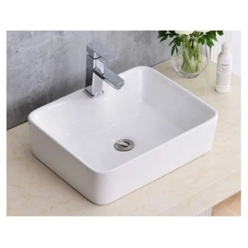 Chậu lavabo rửa mặt Đặt Bàn men sứ Nano tuyết dạng vuông - tròn