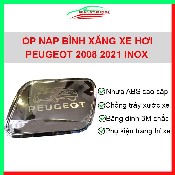 Ốp nắp xăng Peugeot 2008-2021 mạ crom bảo vệ chống trầy trang trí ô tô
