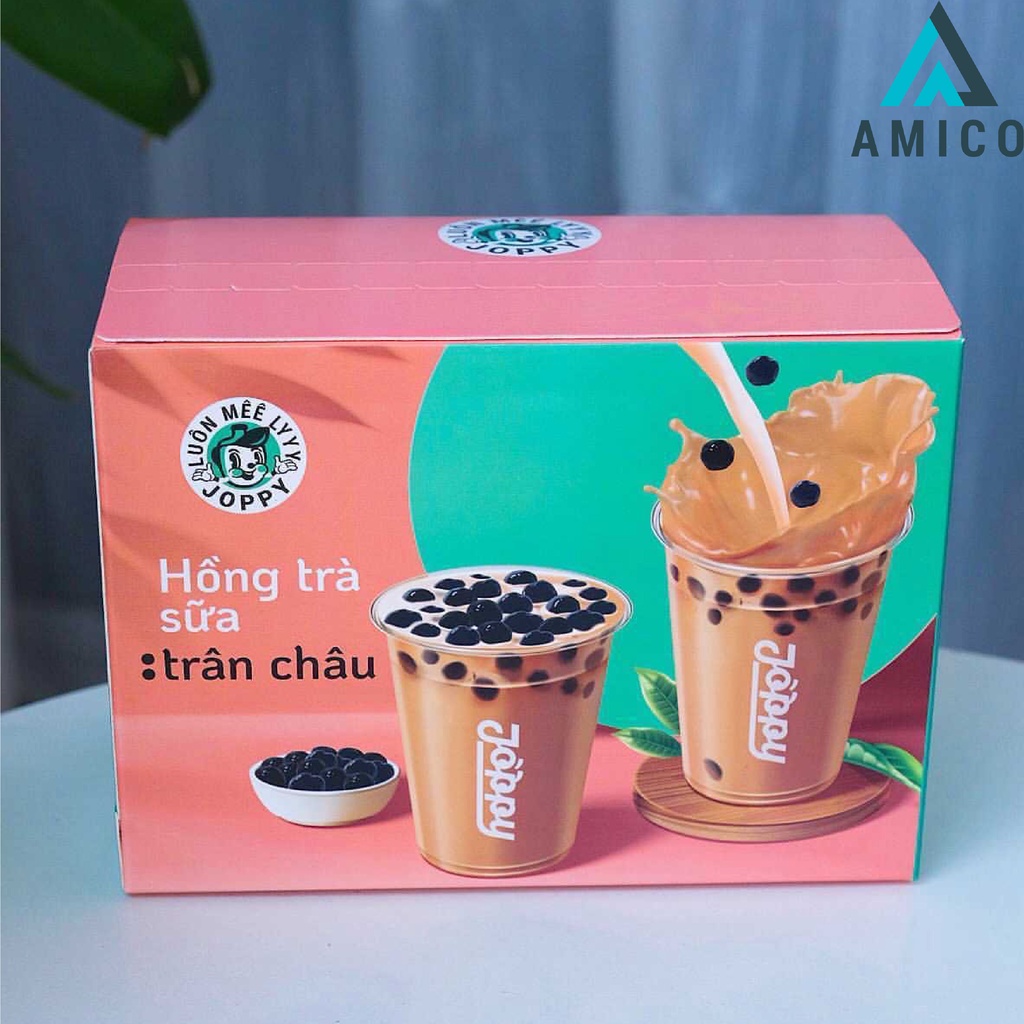 Set 8 Gói Hồng Trà Sữa Trân Châu Joppy Vị Thơm Ngon Đặc Biệt, Hộp Trà Sữa Trân Châu Tự Pha Tại Nhà - Amico