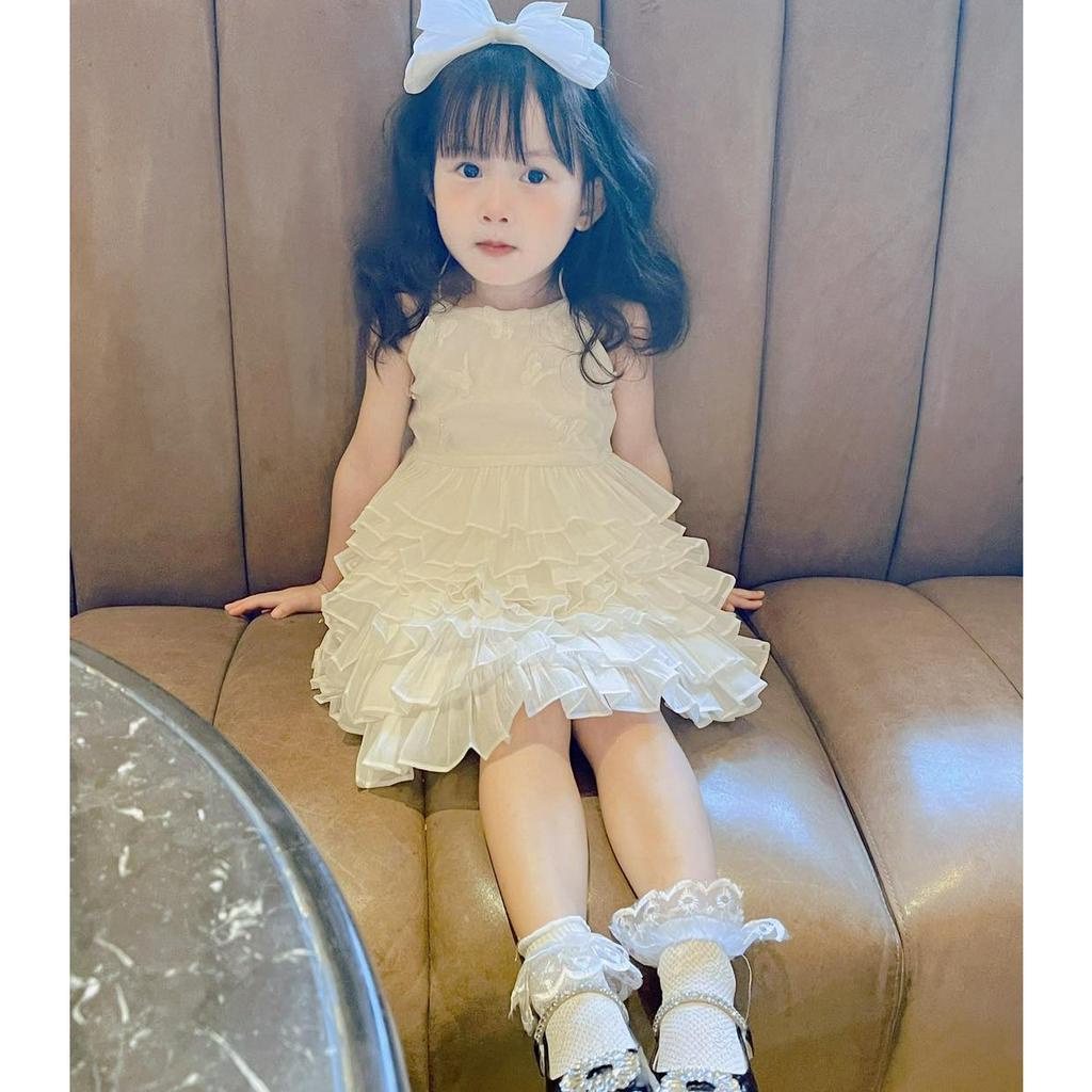 Váy công chúa bé gái váy  trung thu mầu trắng đầm công chúa bé gái váy dự tiệc váy sinh nhật