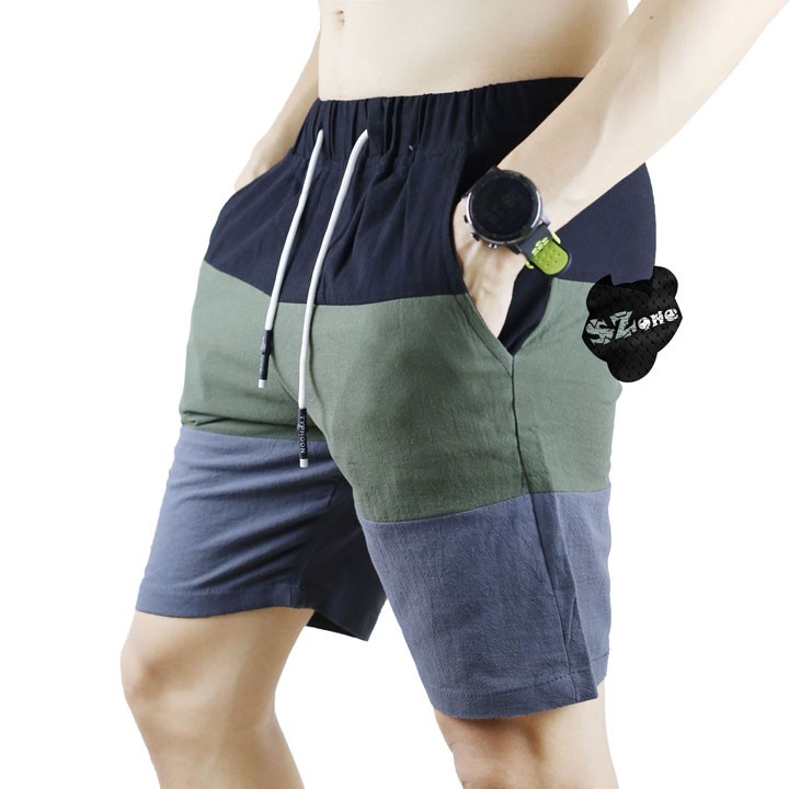Quần đũi phối màu nam - quần đũi siêu đẹp - quần cộc nam - quần shorts đũi SQ502A