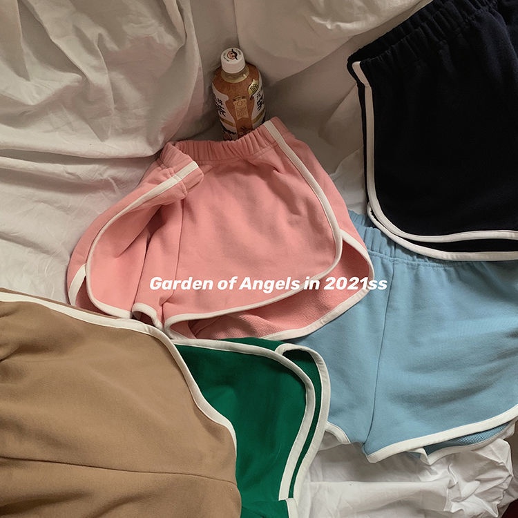 Quần Short Thể Thao Dáng Chữ A Màu Sắc Tương Phản Phong Cách Retro Mỹ Thời Trang Mùa Hè Cho Nữ