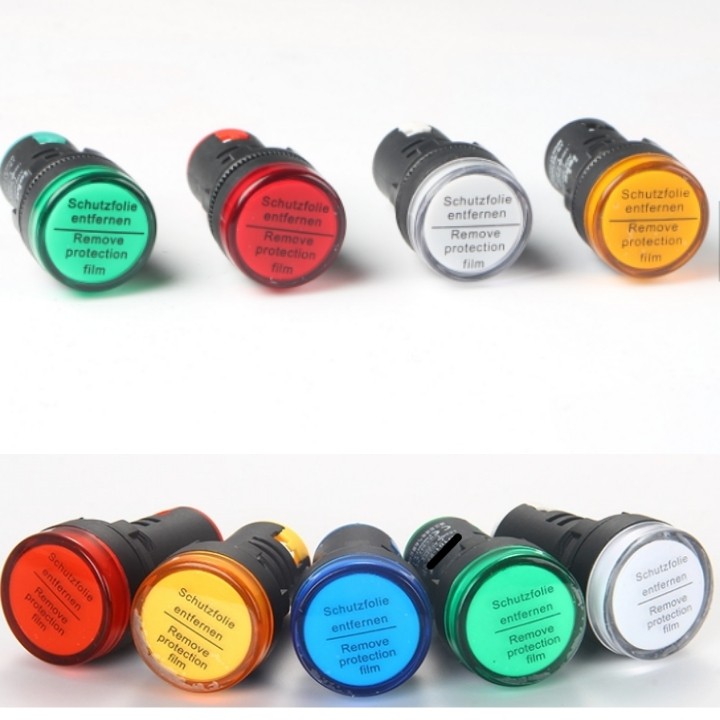 Đèn led báo pha phi 22mm  AD136-22DS điện áp 24vdc và 220vac màu sắc đỏ, vàng, xanh lá, xanh dương, trắng | BigBuy360 - bigbuy360.vn