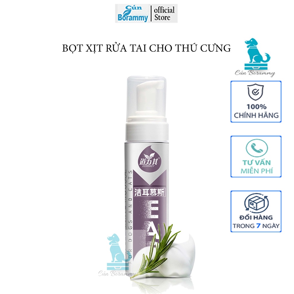 Bọt rửa tai vệ sinh loại bỏ viêm thối tai cho chó mèo Daoliqi 200ml khử mùi hôi tai xua đuổi ve rận cho thú cưng