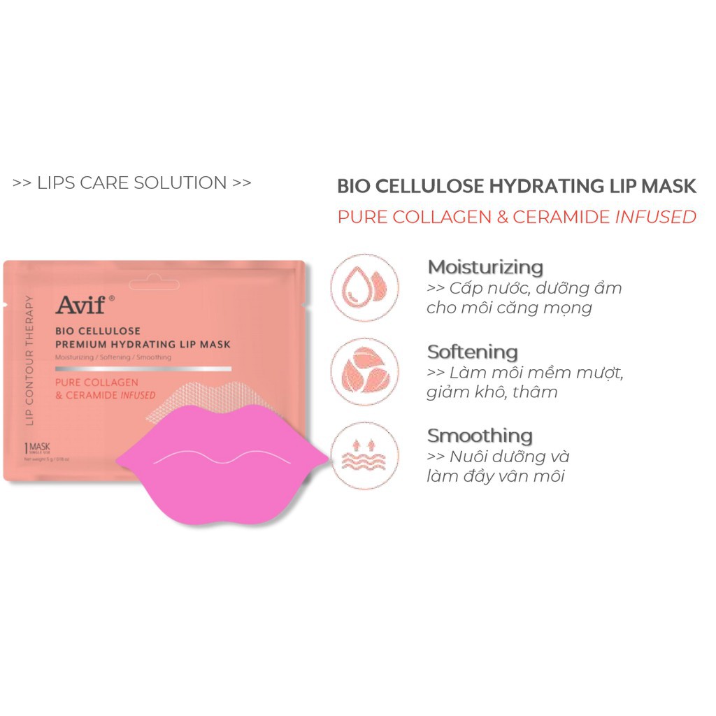 Mặt nạ môi Avif Bio Lip Mask dưỡng ẩm bổ sung collagen