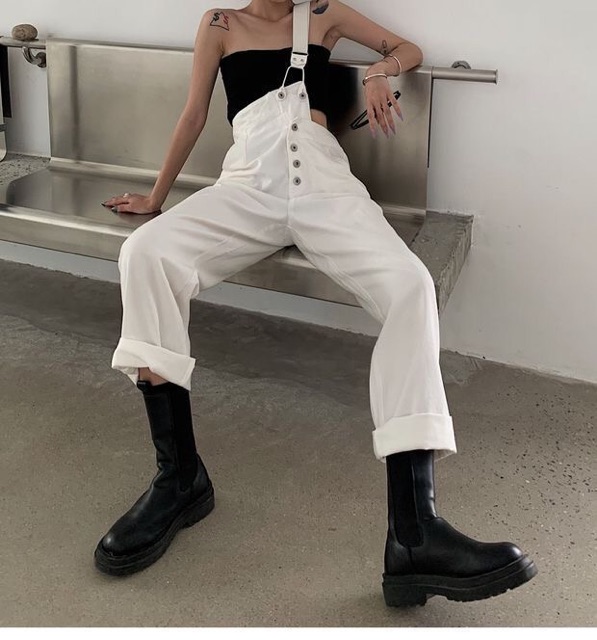 Quần yếm trắng một dây Ulzzang _NAIP | BigBuy360 - bigbuy360.vn