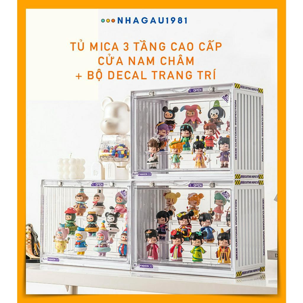 Tủ Decal 3 Tầng Trong Suốt Cửa Nam Châm Trưng Bày Mô Hình Popmart Nước Hoa Mỹ Phẩm Túi Xách Shop Nhagau1981