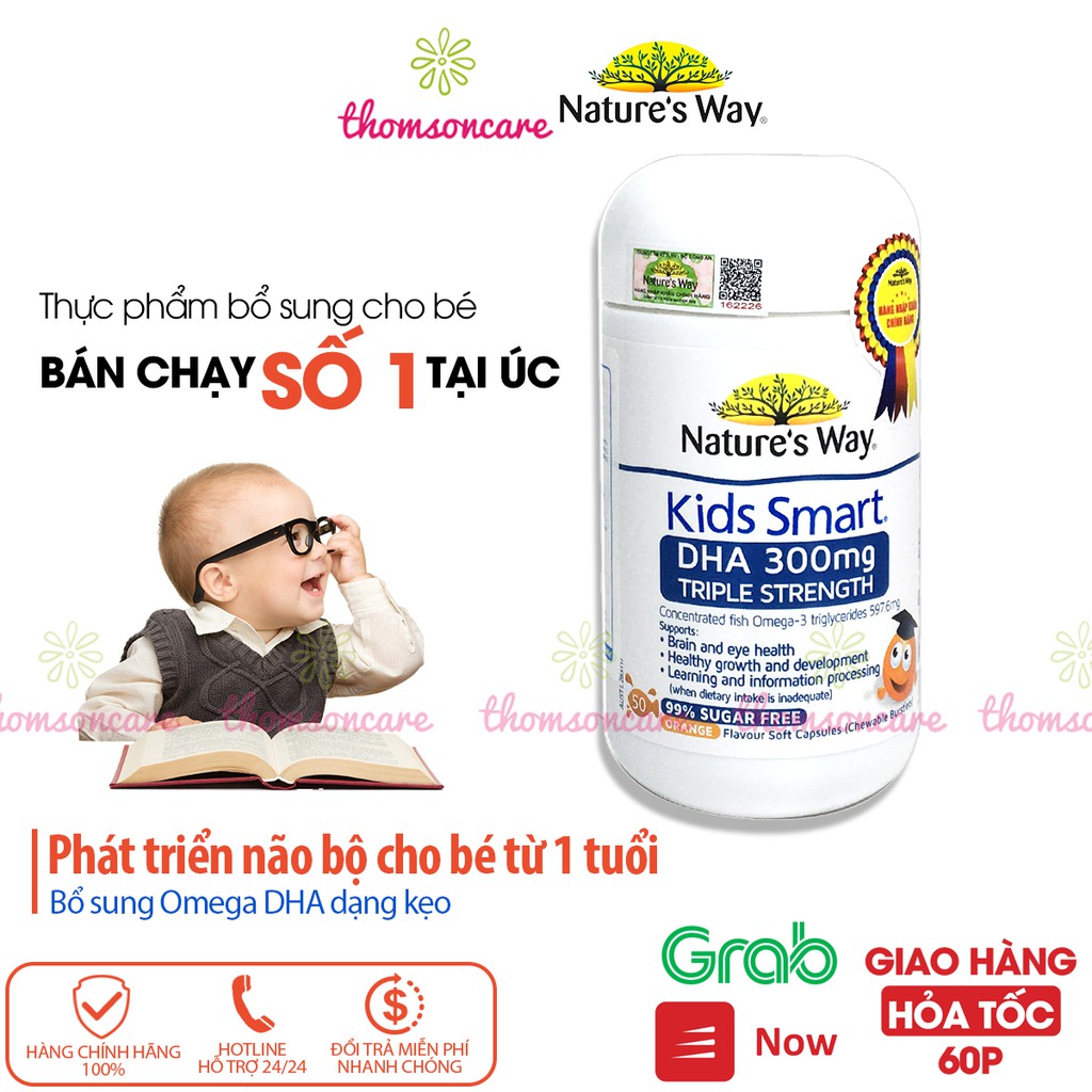 Bổ sung Omega DHA cho bé Nature Way DHA 300mg từ dầu cá  phát triển não bộ, mắt, tăng trí nhớ cho trẻ