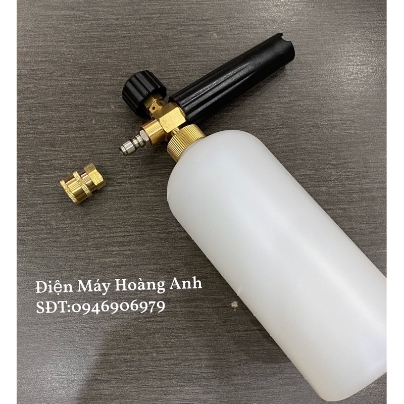 Bộ súng xịt rửa xe và bình tạo bọt tuyết kèm khớp nối nhanh 14mm cho máy rửa xe ( KHÔNG DÙNG CHO MÁY NÉN KHÍ, MÁY CUROA)