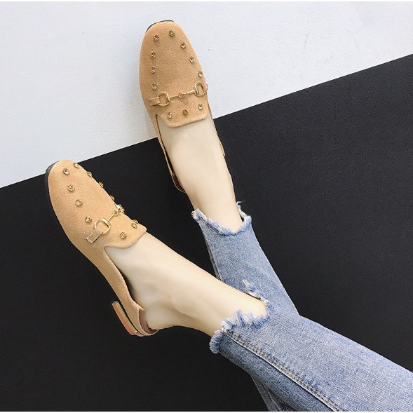 Giầy Moca dẫm gót da lộn đính đá cao cấp | BigBuy360 - bigbuy360.vn